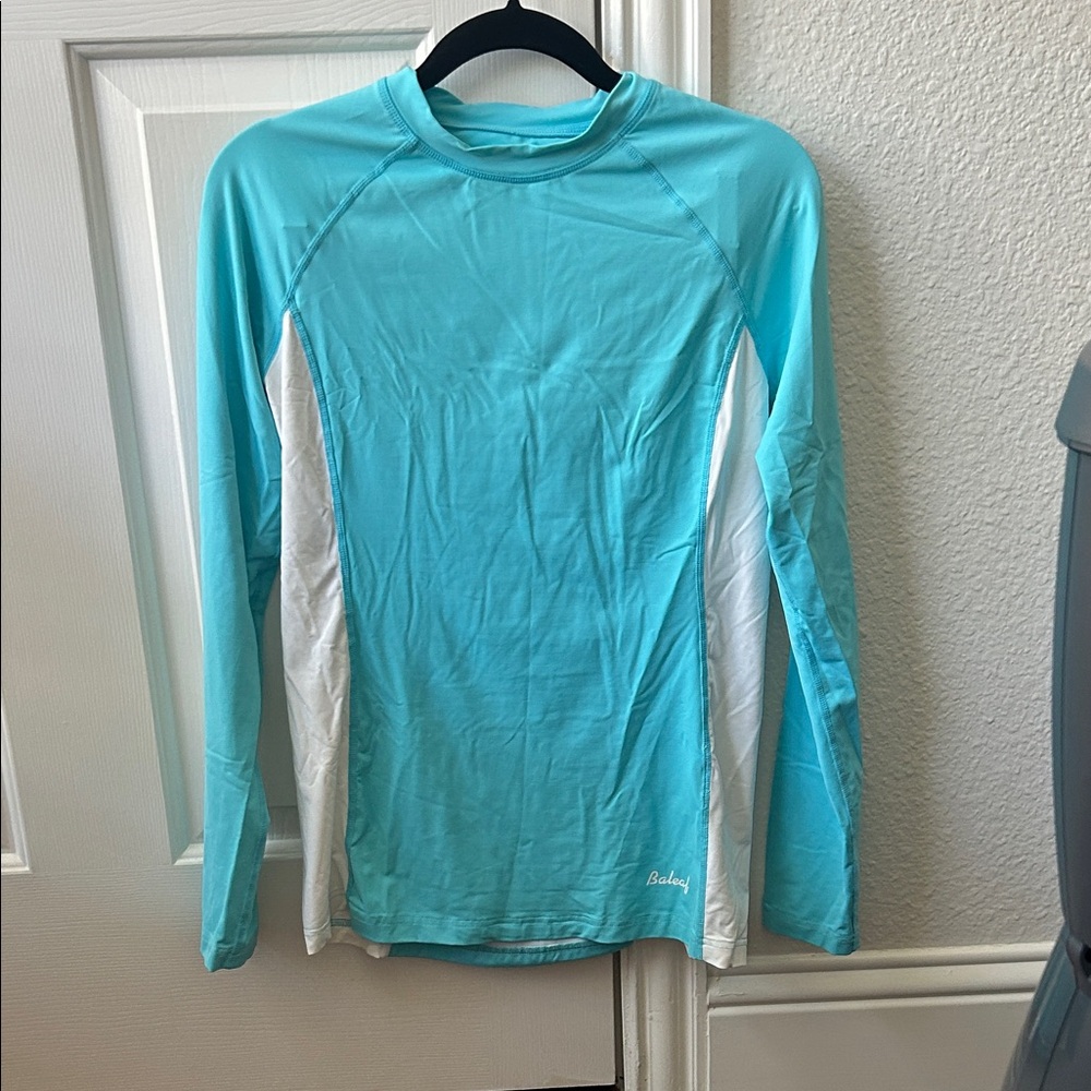 Baleaf Aqua and White Long Sleeve Top